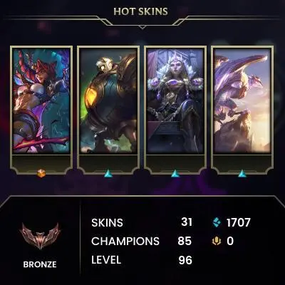 [EUW] LEAGUE OF LEGENDS - BRONZE II ACCOUNT / 31 SKINS / RARE SKIN / HIGH QUALITY / 24/7 SUPPORT(365 DAY WARRANTY)