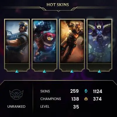 LEAGUE OF LEGENDS | NA SERVER/259 SKIN/5 YEAR NO GAME/2012 ALL HARROWING ICONS/FULL ACCESS/CHANGEABLE MAIL-PASSWORD/