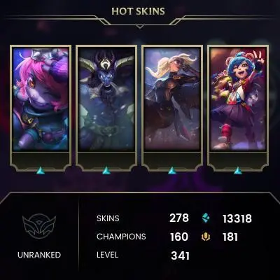 LEAGUE OF LEGENDS | EUW/278 SKIN/13K B.E/3 PRESTIGE/279 ICON/22 WARD/33 CHROMA/GOLD ELO/UNRANKED/FULL ACCESS/