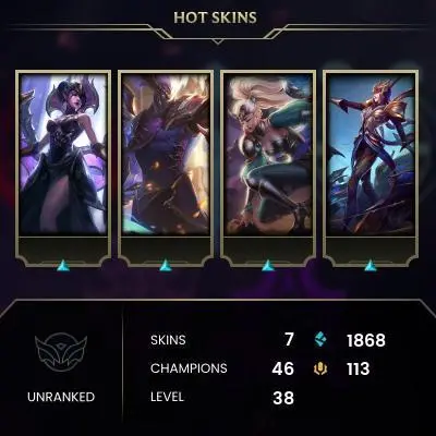 LEAGUE OF LEGENDS |EMAIL CHANGEABLE 46 CHAMPIONS 7 SKINS Victorious Janna Season 3 Diamond Rare icon s2 gold