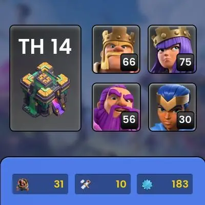 Clash Of Clans |TH 14 Full Max, Defense Max, Wall Max,1343 League medal, Change Name 500Gems, Magic Items, Lifetime Warrant