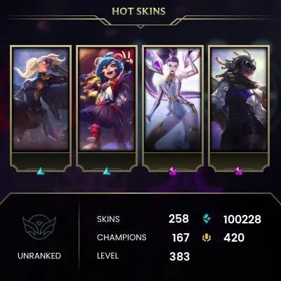 LEAGUE OF LEGENDS | EUW SERVER/258 SKIN/ADC MAIN/4 PRESTIGE ADC SKIN/100.000 B.E/253 ICON(7 PRESTIGE ICON)/FULL ACCESS/CHANGEABLE MAIL -PASSWORD
